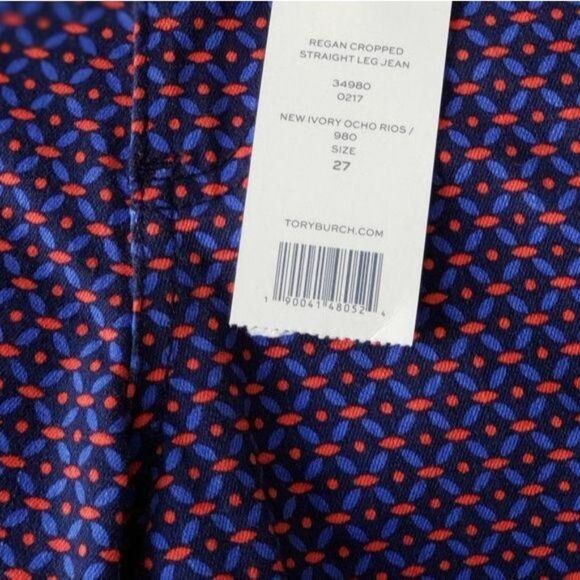 Tory Burch Regan Cropped Straight Leg Jeans/Pants - Picture 3 of 5